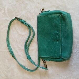 Portland Leather Mini Metro Crossbody Bag Purse in Green Aruba or Peacock color